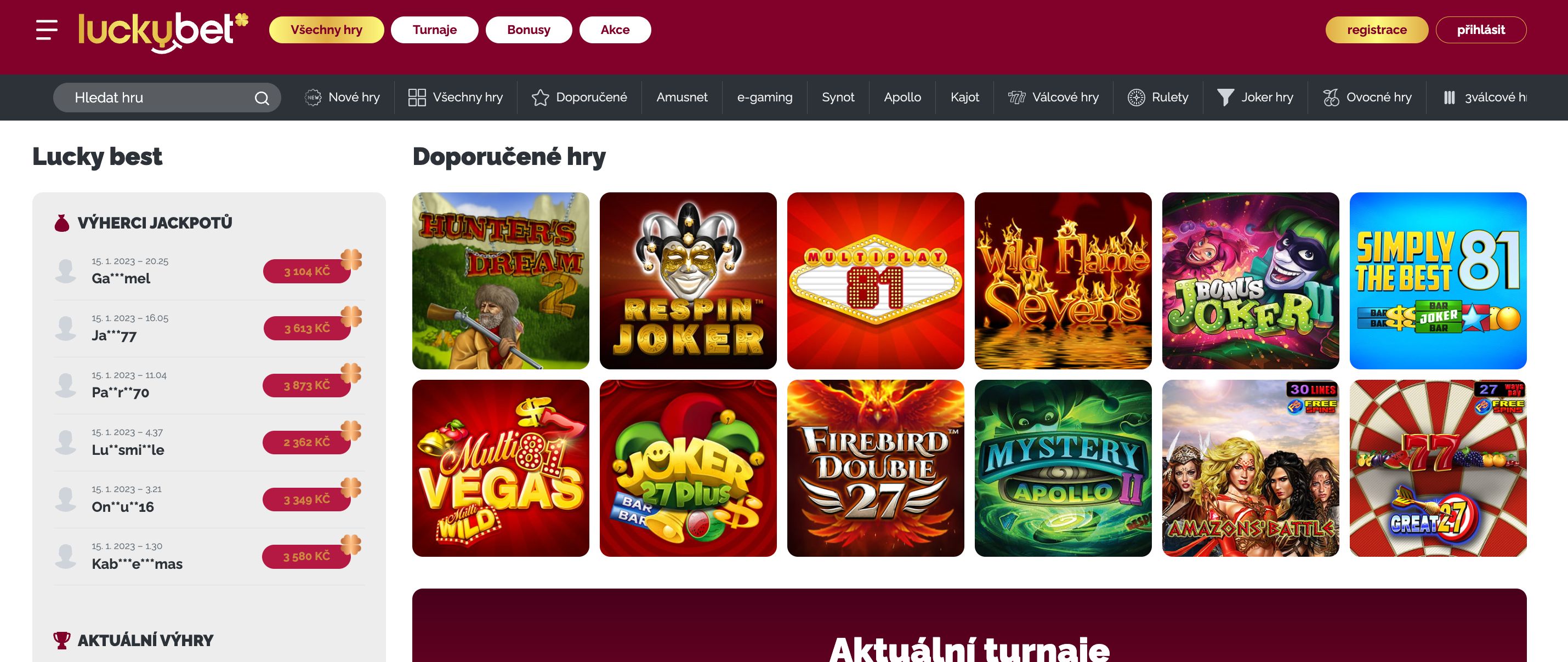 LuckyBet casino online hry